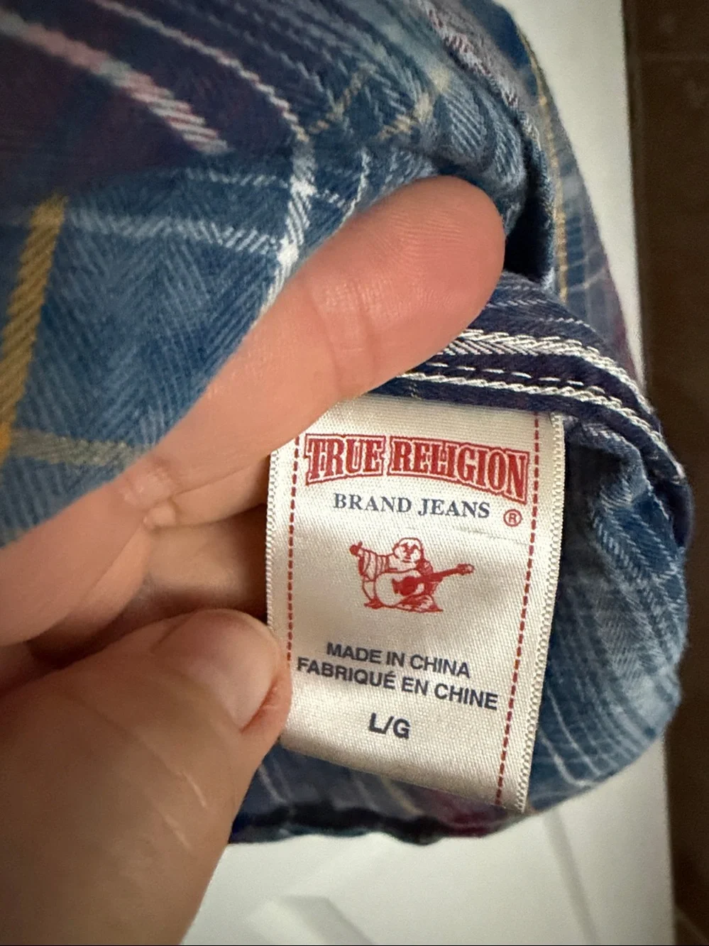 True Religion - Vintage-Inspired Blue Plaid Western Shirt